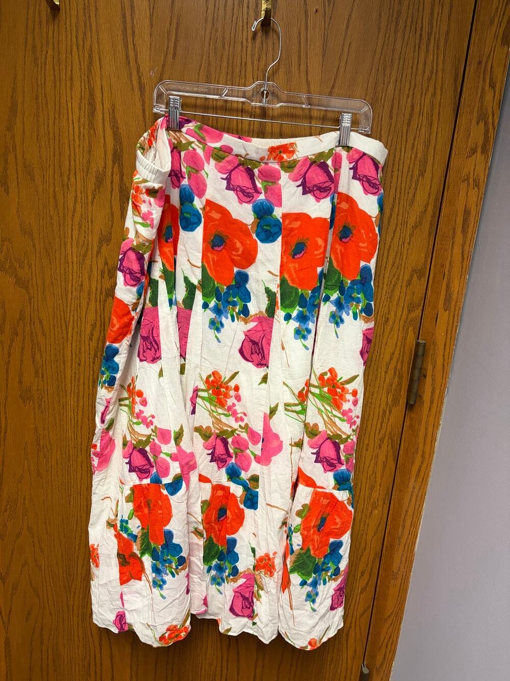 Coldwater Creek Floral Maxi Skirt Women's 3X Cotton Lined Pleated Colorful
